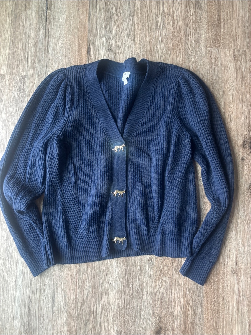 Crown & Ivy Leopard V-Neck Button Cardigan Sweater